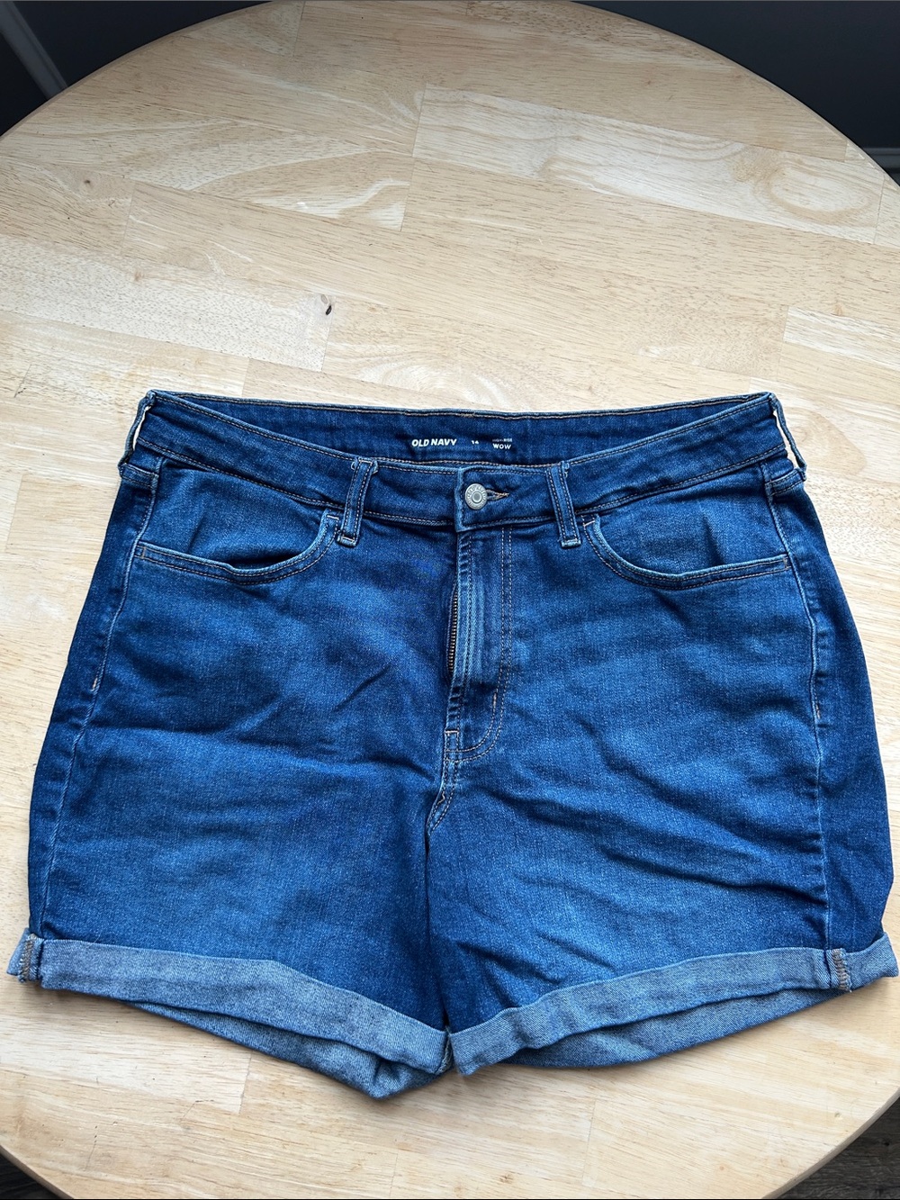 Old Navy Women's Dark Blue Rolled-Hem Denim Shorts